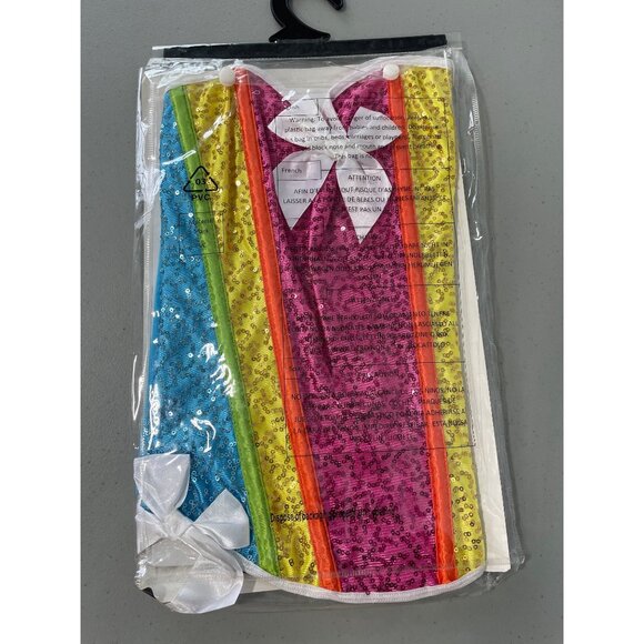 Rainbow Sequin Corset Size Medium Leg Avenue Multi Bow Accent Costume Tulle NEW - Picture 5 of 7